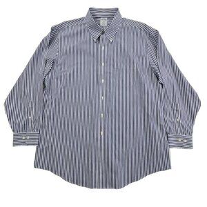 Brooks Brothers Regent Shirt Size 17 1/2 - 4/5 Blue White Stripe Button-Down EUC